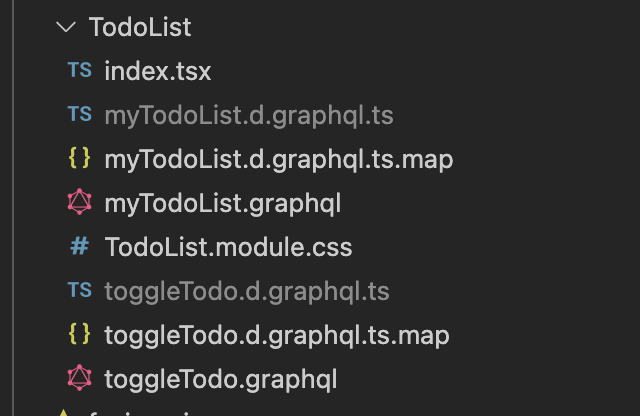Screenshot of VSCode showing generated types